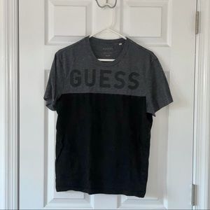 Mens Guess Black and Gray Logo T-Shirt